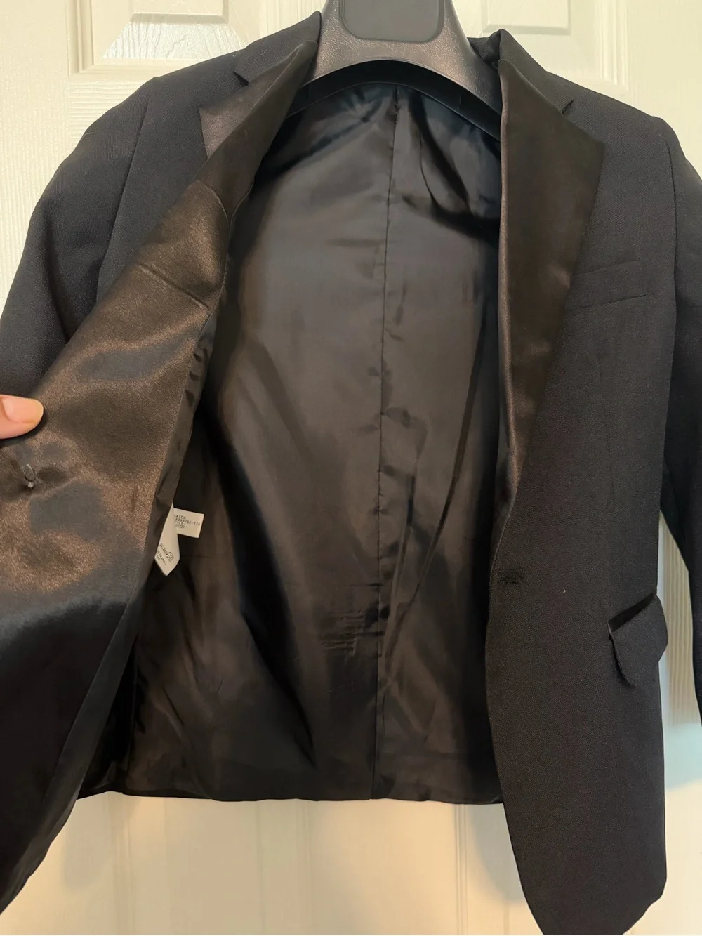 Nautica Boys Black Tuxedo Suit Set Size 7 Satin Trim Formal Wedding